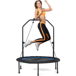 951617101101 B2X Ø101 Cm Trampoline With 2 Resistance Bands Mini Trampoline With Height-adjustable Handle Black + Blu  Standard Small1x1