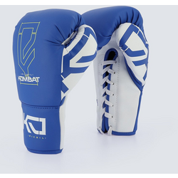 14 Oz Kronos Pro Lace Up Kombat Boxing Gloves - BLUE Standard Small1x1