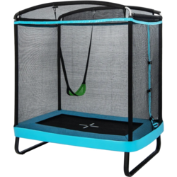 956805101101 B2X 2 In 1 Children's Trampoline With Swing  Safety Net  Edge Cover Blue + Black  Standard Small1x1