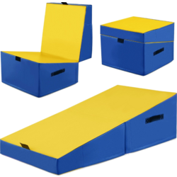 950498101101 B2X 2 In 1 Gymnastics Mat With Carrying Handle, Slanted Gymnastics Mat, Wedge-shaped Soft Floor Mat, Yel  Standard Small1x1