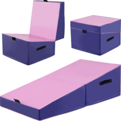 953684101101 NORTHIX 2 In 1 Gymnastics Mat With Carrying Handle Slanted Gymnastics Mat Wedge-shaped Soft Floor Mat  Standard Small1x1