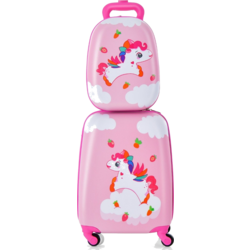 950512101101 NORTHIX 2-piece Children's Suitcase + Backpack Made Of Plastic Children's Trolley Children's Luggage 12"+16"  Standard Small1x1
