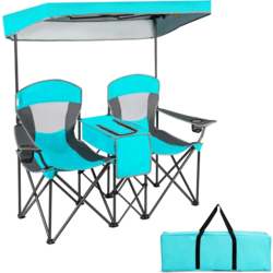 950596101101 B2X 2-seater Camping Chair With Sun Protection Mini Table Folding Fishing Chair With Carry Bag 166 X 71  Standard Small1x1