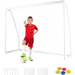 950385101101 NORTHIX 245 X 180 Cm Football Goal With High-strength Net  6 Ground Spikes, Weatherproof Goal, Football Tra  Standard Small1x1