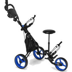 951577101101 NORTHIX 3 Wheel Golf Trolley Made Of Aluminum With Umbrella Holder  Seat Folding Golf Cart Golf Caddy Blue  Standard Small1x1