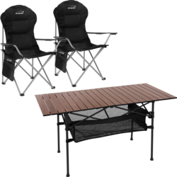 3-delat Campingset Med Hopfällbart Bord Brunt Och 2 Campingstolar Svarta Hauki - BROWN, BLACK Standard Small1x1