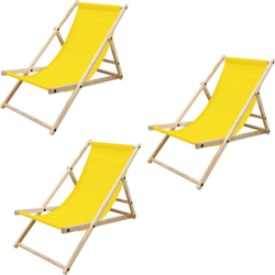 952587106101 ECD GERMANY 3x Fällbar Trädgårdsstol 3 Liggplatser Gul Solstol Relaxstol Strandstol För Terrass Och Balkong  Standard Small1x1