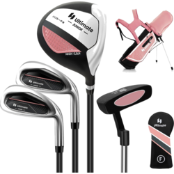 950431101101 NORTHIX 4-piece Children's Golf Club Set With Golf Bag And Rain Cover For Children Aged 5-7 Years, Pink  Standard Small1x1