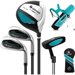 950428101101 NORTHIX 4-piece Children's Golf Club Set With Golf Bag And Rain Cover For Children Aged 5-7 Years Blue  Standard Small1x1
