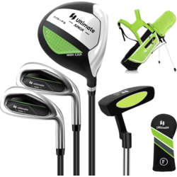 950400101101 NORTHIX 4-piece Children's Golf Club Set With Golf Bag And Rain Cover For Children Aged 5-7 Years Green  Standard Small1x1