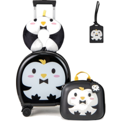 950529101101 B2X 4-piece Children's Suitcase + Backpack 10"+14" Children's Trolley With Wheels Black  Standard Small1x1