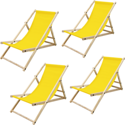 952588102101 ECD GERMANY 4x Fällbar Trädgårdsstol 3 Liggplatser Gul Solstol Relaxstol Strandstol För Terrass Och Balkong  Standard Small1x1
