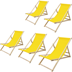 952594109101 ECD GERMANY 5x Fällbar Trädgårdsstol 3 Liggplatser Gul Solstol Relaxstol Strandstol För Terrass Och Balkong  Standard Small1x1