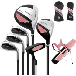 955351101101 B2X 6-piece Children's Golf Club Set With Golf Bag And Rain Cover For Children Aged 11-13 Years, Pink  Standard Small1x1