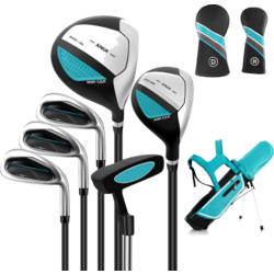 950906101101 NORTHIX 6-piece Children's Golf Club Set With Golf Bag And Rain Cover For Children Aged 11-13 Years Blue  Standard Small1x1
