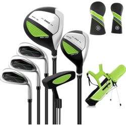 950416101101 NORTHIX 6-piece Children's Golf Club Set With Golf Bag And Rain Cover For Children Aged 11-13 Years Green  Standard Small1x1
