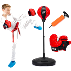 951542101101 NORTHIX 81-123.5cm Height-adjustable Punching Ball Incl. Boxing Gloves  Hand Pump Children's Boxing Set Red  Standard Small1x1