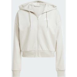 Adidas Essentials 3-stripes French Terry Full-zip Hoodie - BEIGE / WHITE Standard Small1x1