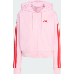 Adidas Essentials 3-stripes French Terry Full-zip Hoodie - CLEAR PINK / PURE RUBY Standard Small1x1
