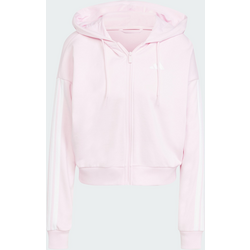 Adidas Essentials 3-stripes French Terry Full-zip Hoodie - CLEAR PINK / WHITE Standard Small1x1