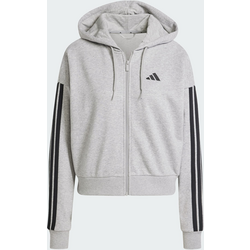Adidas Essentials 3-stripes French Terry Full-zip Hoodie - MEDIUM GREY HEATHER / BLACK Standard Small1x1