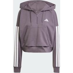 Adidas Essentials 3-stripes French Terry Quarter-zip Hoodie - GREY STRATA / WHITE Standard Small1x1