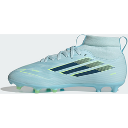Adidas F50 Sparkfusion League Mid Cut Firm Ground / Artificial Ground-fotbollsskor För Barn - ALMOST BLUE / DUSKY PETROL / HI-RES YELLOW Standard Small1x1