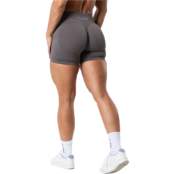 952037101101 RELODE Aura Seamless Scrunch Shorts - Earth Grey  Standard Small1x1