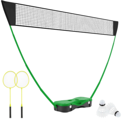955052101101 NORTHIX Badminton Net Stand Portable Shuttlecock Game With Rackets Complete Badminton Set Green  Standard Small1x1