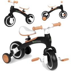 951658101101 B2X Balance Bike With Pedals - Training, 3-in-1, Side Wheels, Black, Ecotoys  Standard Small1x1