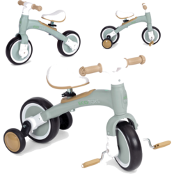 951626101101 B2X Balance Bike With Pedals - Training Side Wheels 3in1 Green Ecotoys  Standard Small1x1