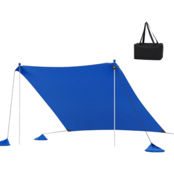 955528101101 NORTHIX Beach Tent 300 X 300 Cm Upf 50+ Sun Tent With Sand Anchors, Sandbags And 2 Support Poles, Dark Blue  Standard Small1x1