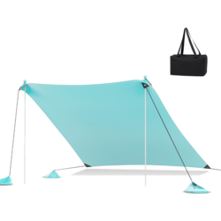 951781101101 NORTHIX Beach Tent 300 X 300 Cm Upf 50+ Sun Tent With Sand Anchors, Sandbags And 2 Support Poles, Turquoise  Standard Small1x1