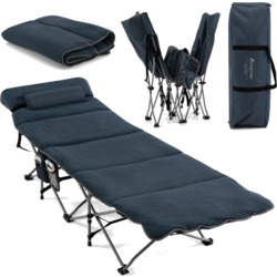 950422101101 NORTHIX Camp Bed Folding Camping Bed With Mattress 185 Cm X 65 Cm X 41-53 Cm Blue  Standard Small1x1