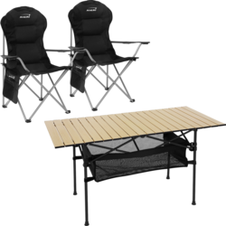 Camping Set 3-delat Med Hopfällbart Bord Beige Och 2 Campingstolar Svart Hauki - BEIGE, BLACK Standard Small1x1