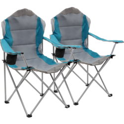 953135102101 ECD GERMANY Campingstol Set Om 2 Hopfällbara Gråblå Hopfällbara Fiskestolar Med Mugghållare &amp; Bärväska  Standard Small1x1