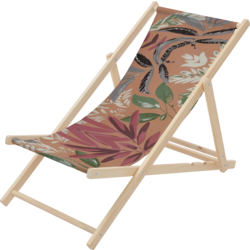 Ecd Germany Folding Deck Chair Floral Brown Red Green, Sunbed Wooden Beach Lounger With 3 Position - FLORAL BROWN Standard Small1x1