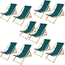 Ecd Germany Set Of 10 Foldable Wooden Deck Chair Garden Sun Lounger Dark Green Reclining - DARK GREEN Standard Small1x1