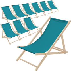 Ecd Germany Set Of 10 Foldable Wooden Deck Chair Garden Sun Lounger Turquoise Reclining - TURQUOISE Standard Small1x1
