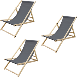 Ecd Germany Set Of 2 Foldable Wooden Deck Chair Garden Sun Lounger Anthracite Reclining - ANTHRACITE Standard Small1x1