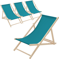 Ecd Germany Set Of 4 Foldable Wooden Deck Chair Garden Sun Lounger Turquoise Reclining - TURQUOISE Standard Small1x1