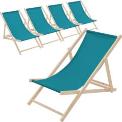 Ecd Germany Set Of 5 Foldable Wooden Deck Chair Garden Sun Lounger Turquoise Reclining - TURQUOISE Standard Small1x1