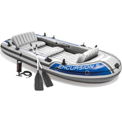 949288101101 INTEX Excursion Inflatable Boat For 5 People + Oars + Pump, Intex 68325  Standard Small1x1