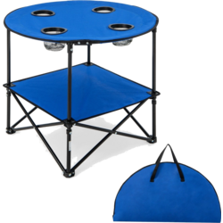 950587101101 NORTHIX Foldable Camping Table With Drink Holders  Carry Bag 2 Tier Fishing Table Picnic Table  Standard Small1x1