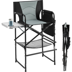 956742101101 NORTHIX Folding Camping Chair With Side Table And Footrest, Black/grey  Standard Small1x1