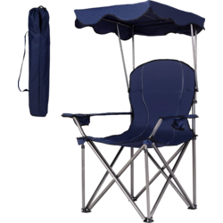956806101101 NORTHIX Folding Camping Chair With Sunshade, Cup Holders, Blue  Standard Small1x1