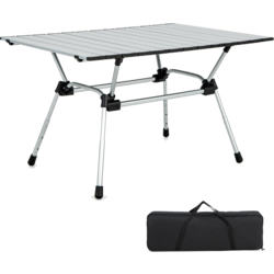 950440101101 NORTHIX Folding Camping Table With Carrying Bag, 4 Levels Height Adjustable 90 X 60.5 X 52 Cm Silver  Standard Small1x1