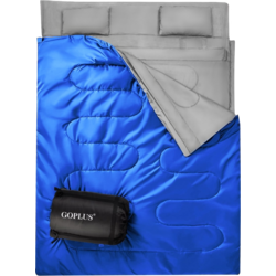 955095101101 B2X Goplus Double Sleeping Bag 2 People Xl Blanket Sleeping Bag Sleeping Bag With 2 Pillows Black/blue 2  Standard Small1x1