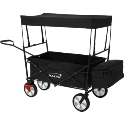 Hauki Foldable Wagon With Canopy, Bollerwagen L Black- Collapsible Kids Handcart, Garden Beach Cart - BLACK Standard Small1x1
