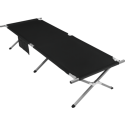 Hauki Folding Camping Bed Xl 210 X 83 X 46 Cm, Black Portable Sleeping Lounger With Carry Bag - BLACK Standard Small1x1